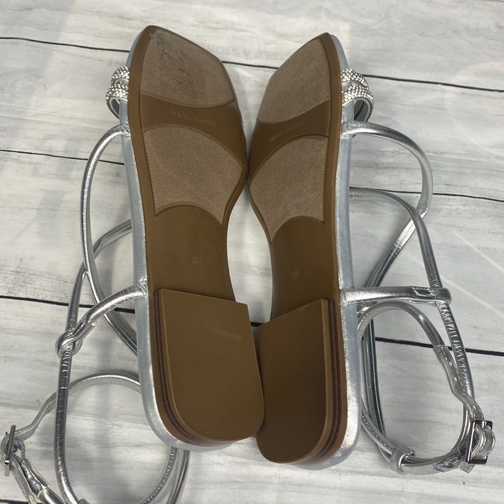 Marc Fisher Silver Rhinestone Strappy Sandals Sz 8M NWOT - Picture 6 of 10